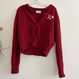 Princess Polly Red Cardigan with Bow